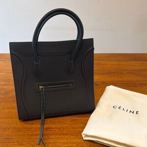 Authentic Dark Navy and peacock interior authentic Celine tote bag.